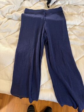 Free people beach Women's Navy Wide-Leg Knit Pants